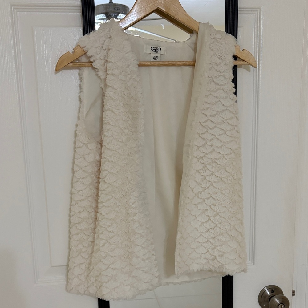 CAbi Ivory Textured Open Vest for Girls XL